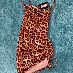 Runched Cheetah print satin dress